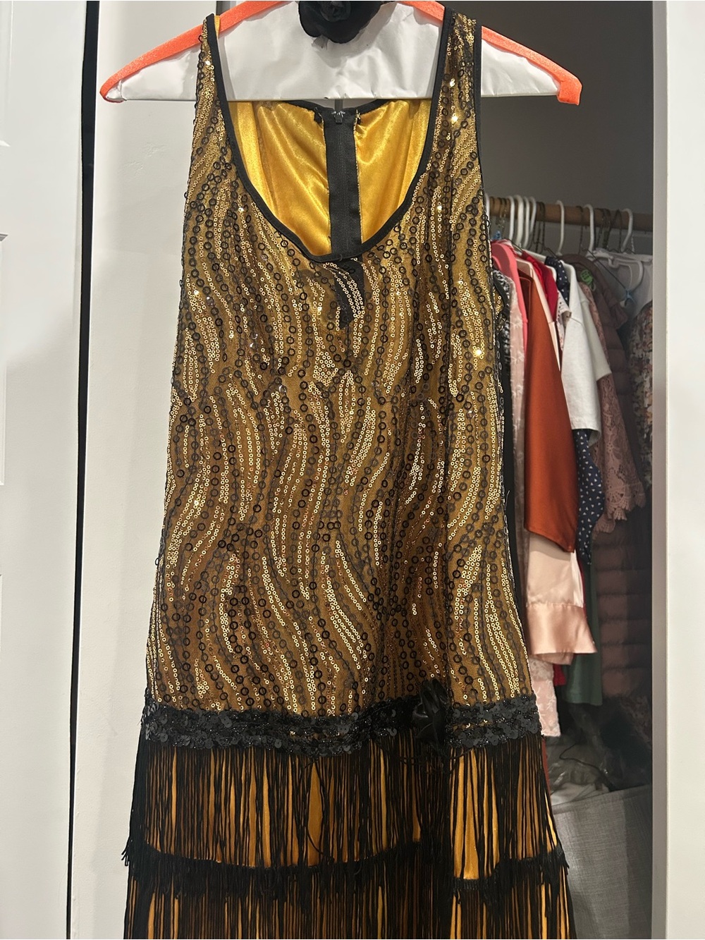 Gold Sequin Fringe Flapper Dress